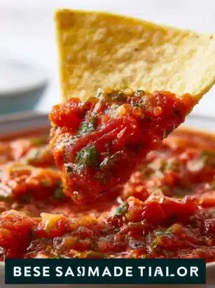 Bowl of easy homemade salsa made with fresh ingredients