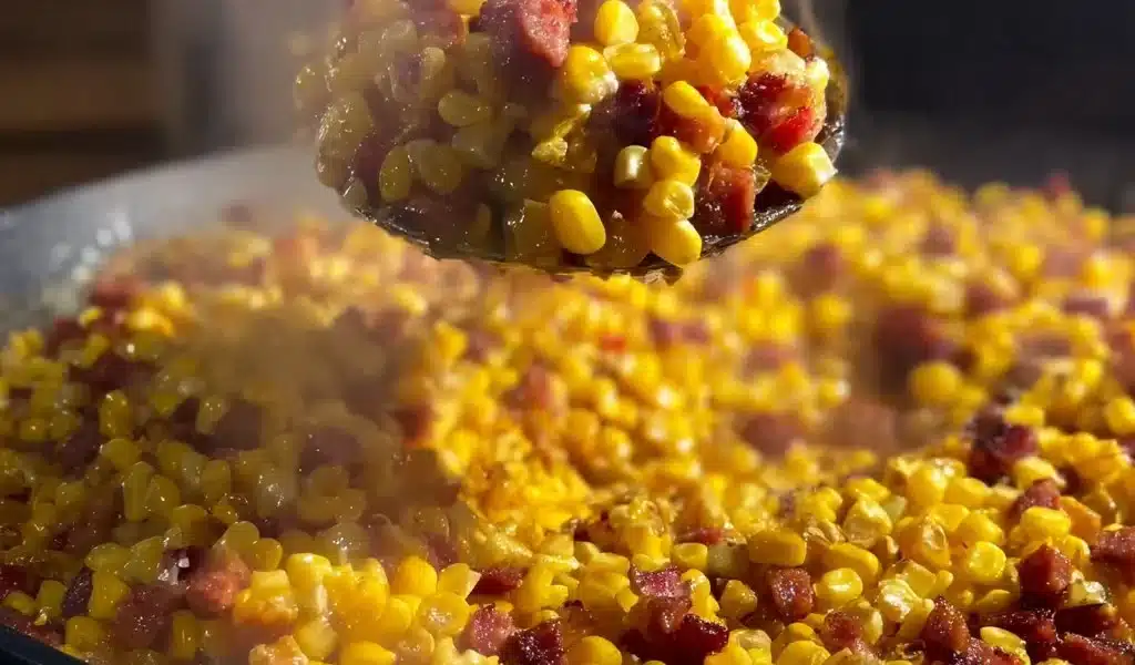 Delicious fried corn served as a side dish with spices and herbs