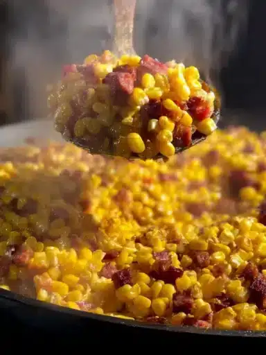 Delicious fried corn served as a side dish with spices and herbs