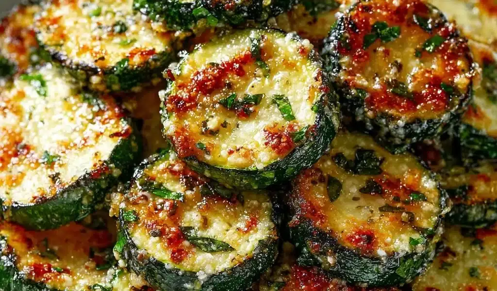Delicious Garlic Parmesan Roasted Zucchini served as a healthy side dish