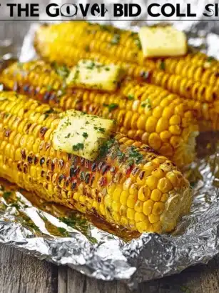 Grilled corn on the cob wrapped in foil for perfect BBQ flavor