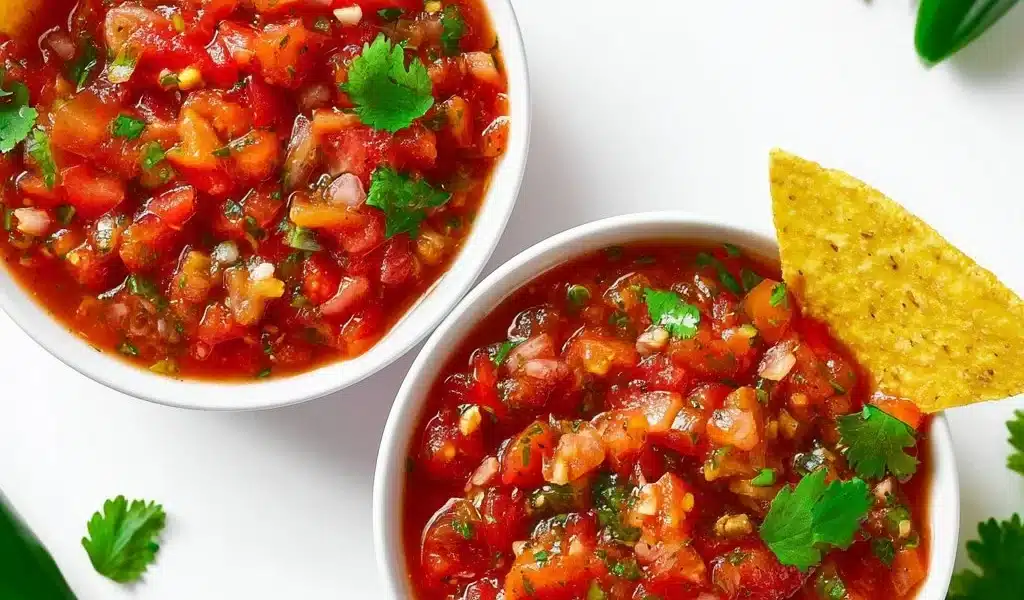 Homemade Salsa 5 Bowl of homemade salsa made with fresh tomatoes, onions, and cilantro