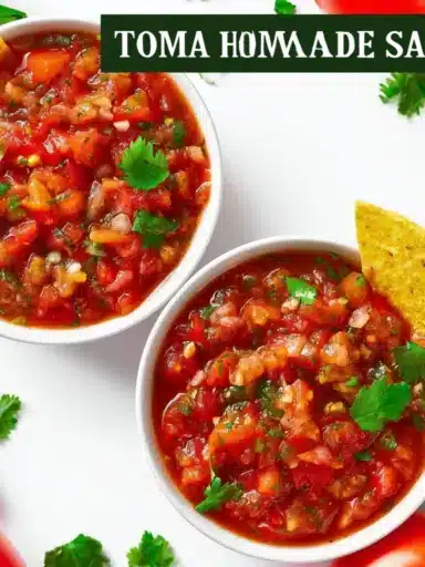 Bowl of homemade salsa made with fresh tomatoes, onions, and cilantro