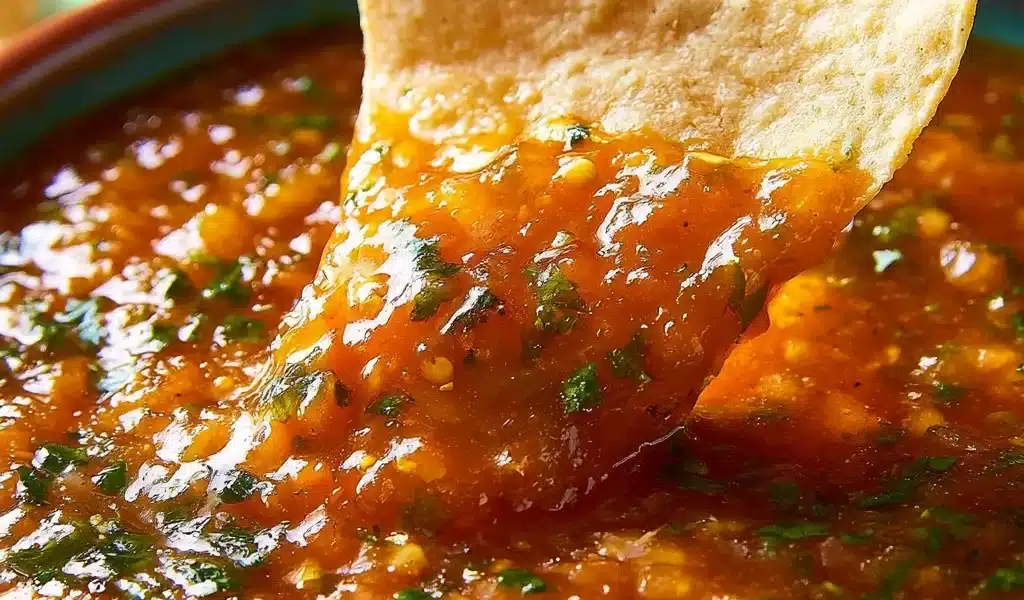 Bowl of homemade salsa featuring habanero and mango ingredients.