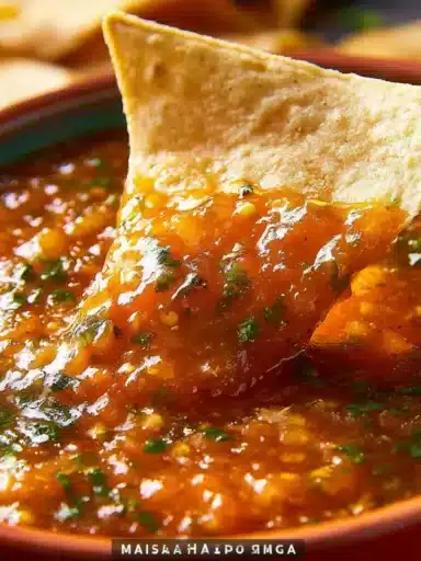 Bowl of homemade salsa featuring habanero and mango ingredients.