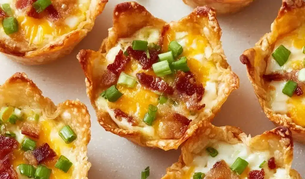 Jalapeno Popper Wonton Cups 8 Jalapeno popper wonton cups garnished with cream cheese and jalapenos