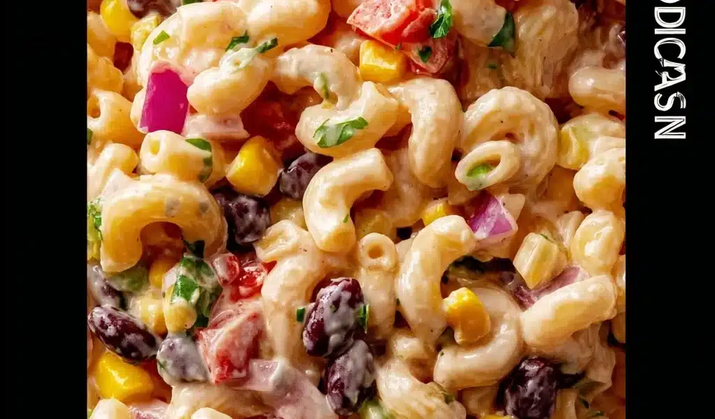 Mexican Macaroni Salad with vibrant vegetables and spices