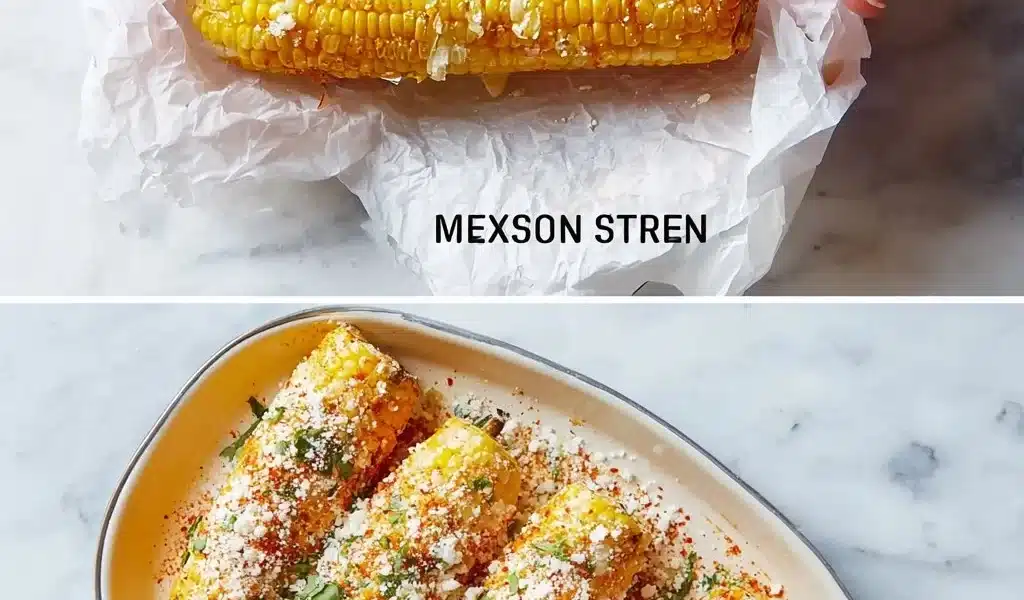 Delicious Mexican Street Corn topped with cheese and spices