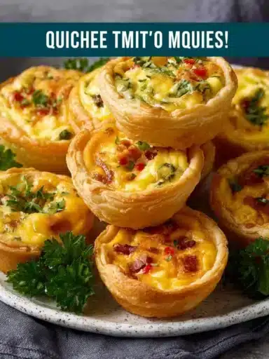 Delicious mini quiches on a platter, perfect for appetizers and parties
