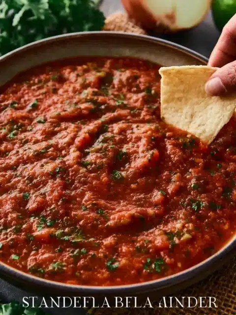 Restaurant Style Blender Salsa 2 Fresh restaurant style blender salsa ready for dipping and snacking