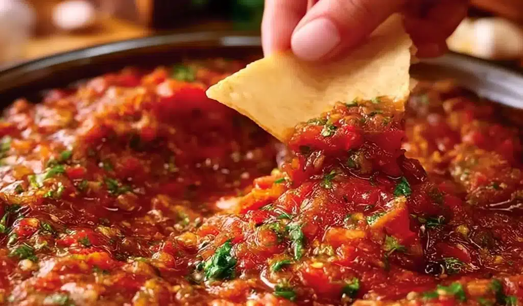 Bowl of homemade roasted salsa with fresh ingredients