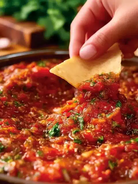 Roasted Salsa 4 Bowl of homemade roasted salsa with fresh ingredients