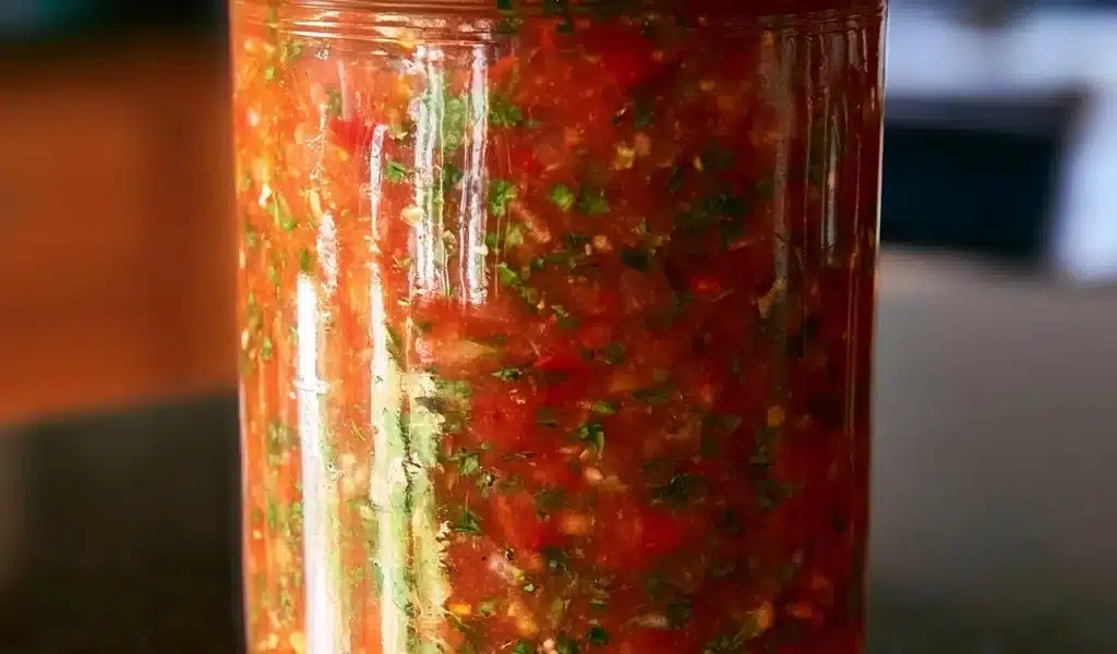 Fresh vegetable salsa made with tomatoes, onions, and peppers