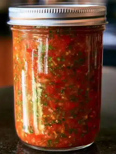Fresh vegetable salsa made with tomatoes, onions, and peppers
